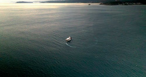 Aerial View of a Boat on the Sea