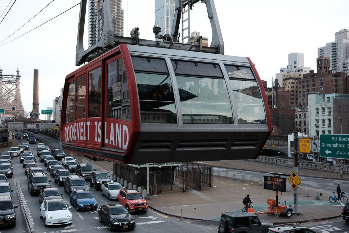 Cable Car Above City Street · Free Stock Photo