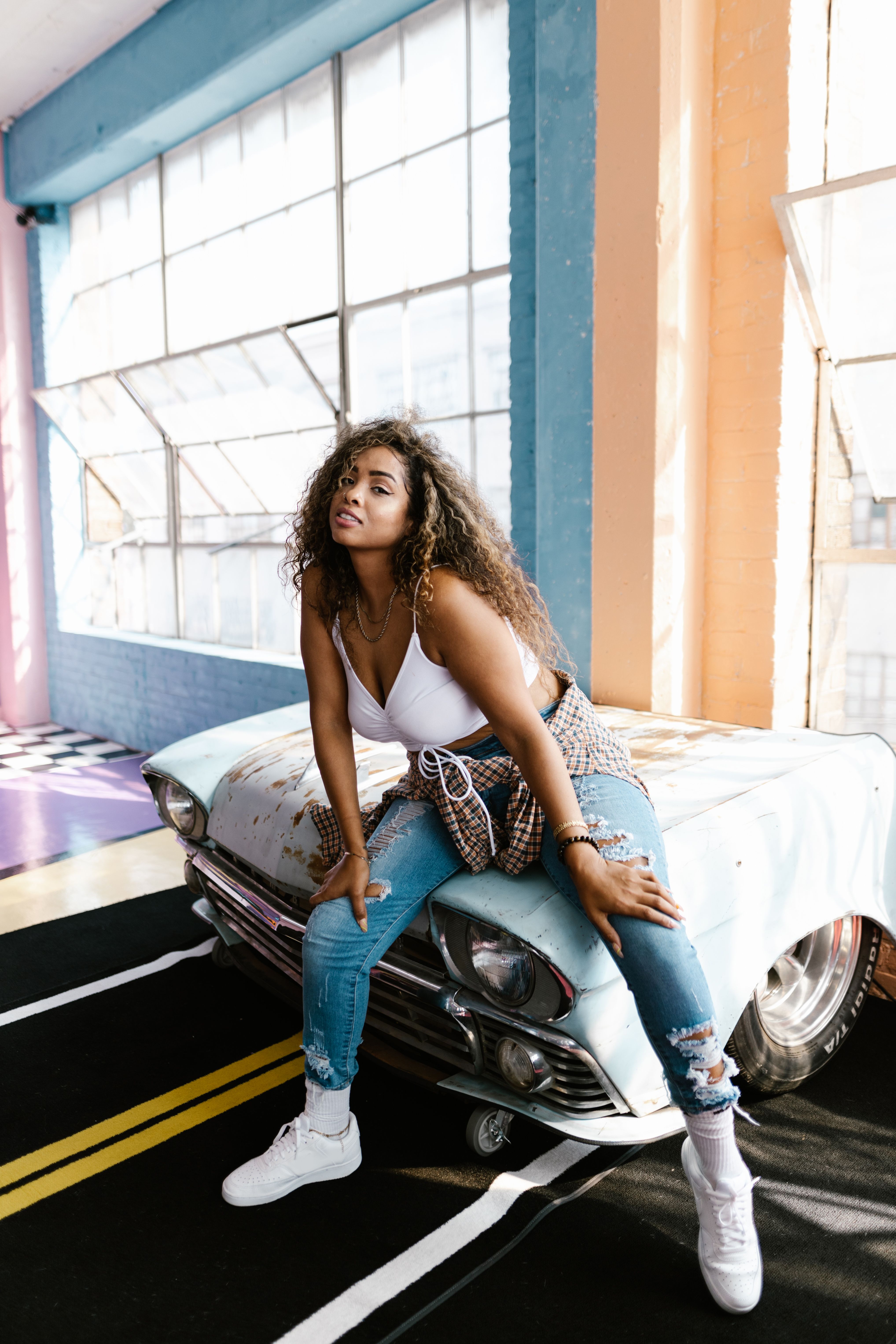 Brunette Woman in Car Window · Free Stock Photo