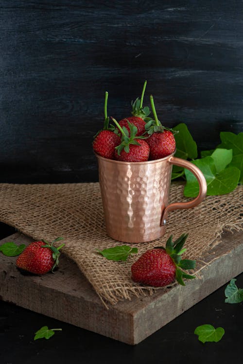 Fresh Strawberries in a Tin Cup