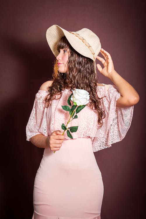 Woman Posing with Flower