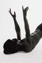 Naked Man Model Posing on White Background