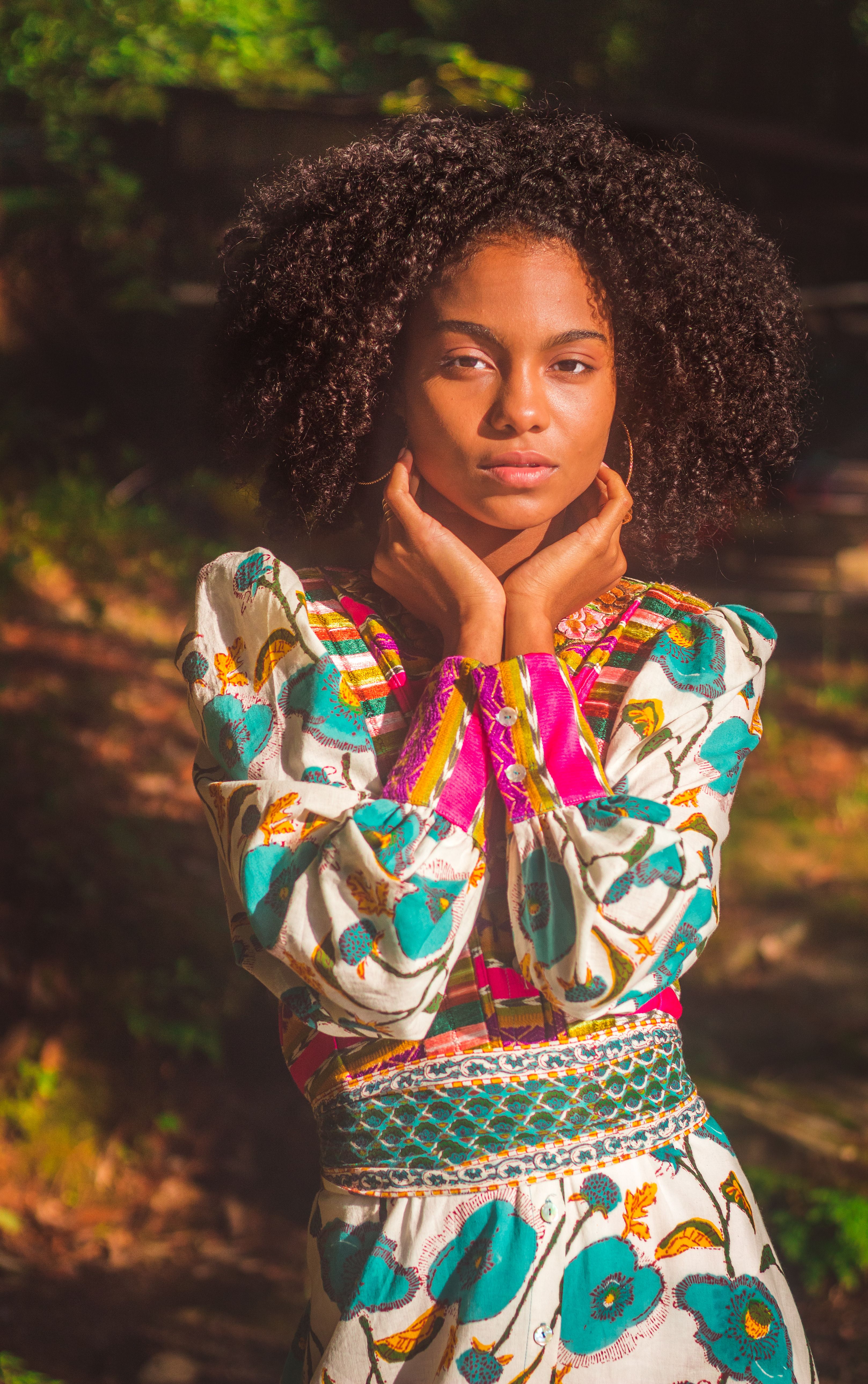 Pretty Woman in Floral Long Sleeve Dress · Free Stock Photo