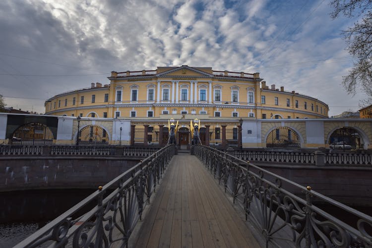 Facade Of Saint Petersburg University Of Economics In Russia