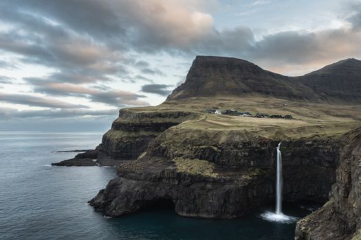 Gásadalur waterfall and village — Faroe Islands