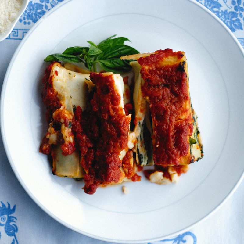 30-Minute Diced Tomato and Basil Lasagna