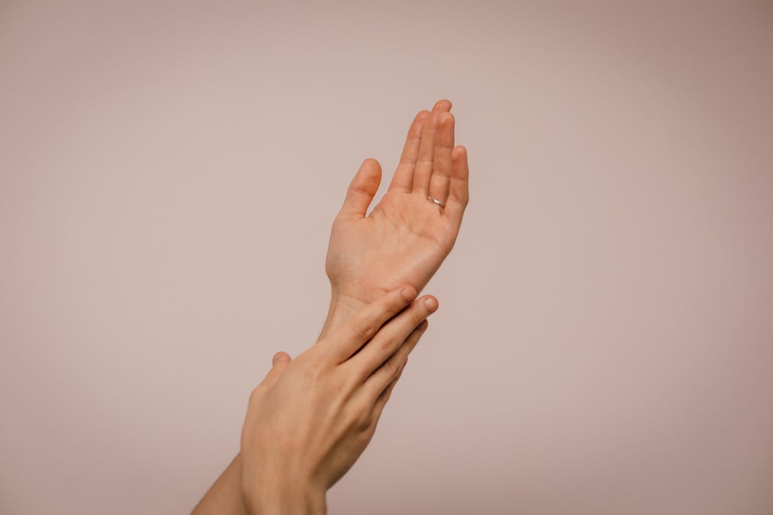 Free Person Touching Hand Stock Photo