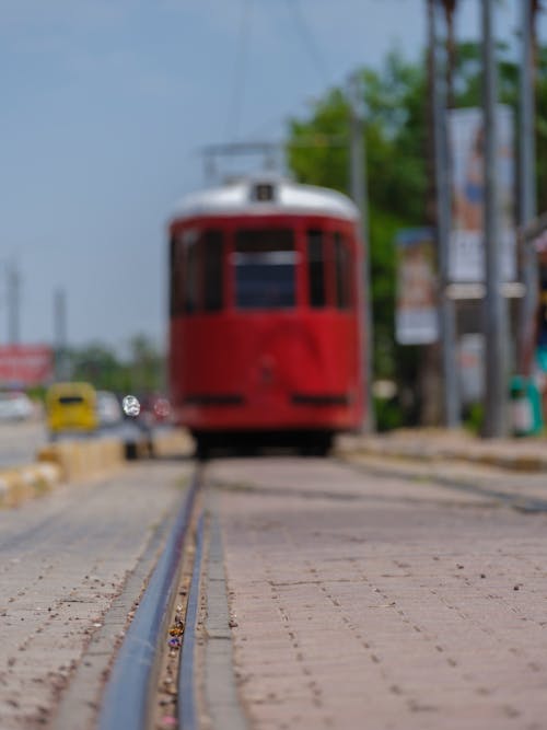Ground Level Shot of a Tram Track
