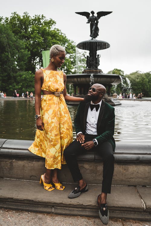 Couple Near the Water Fountain