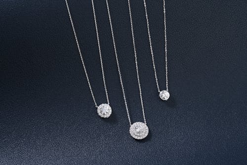 Close-Up Shot of Diamond Necklaces