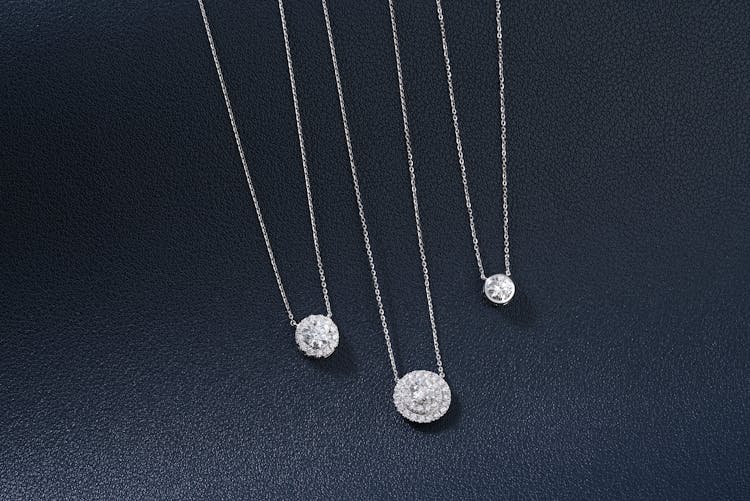 Close-Up Shot Of Diamond Necklaces