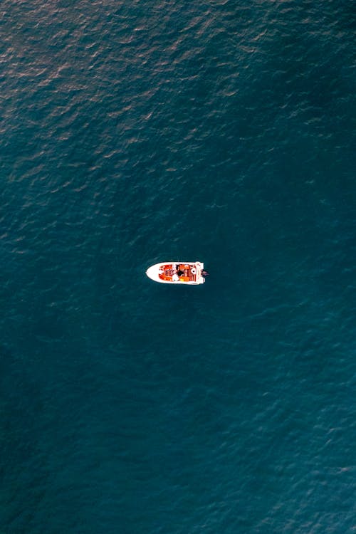 White Boat on Blue Sea