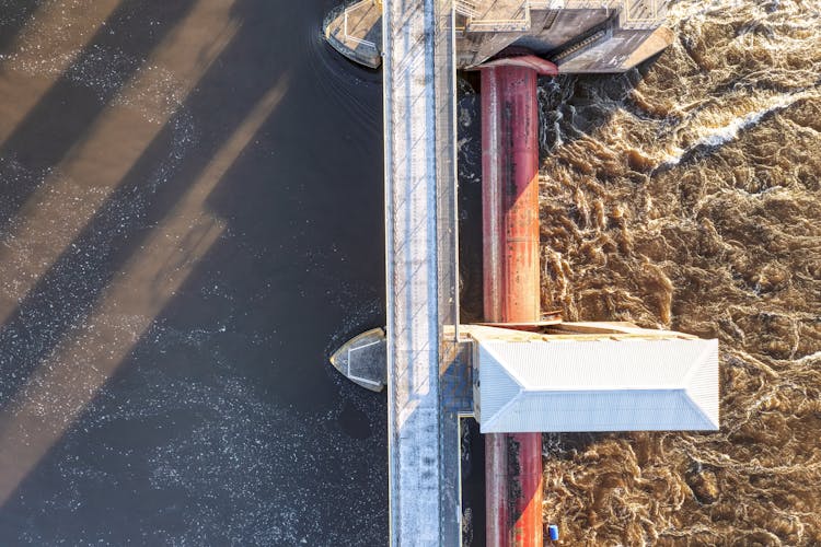 Flowing Water Near Dam