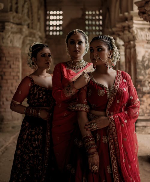 Young Women in Traditional Indian Clothing 