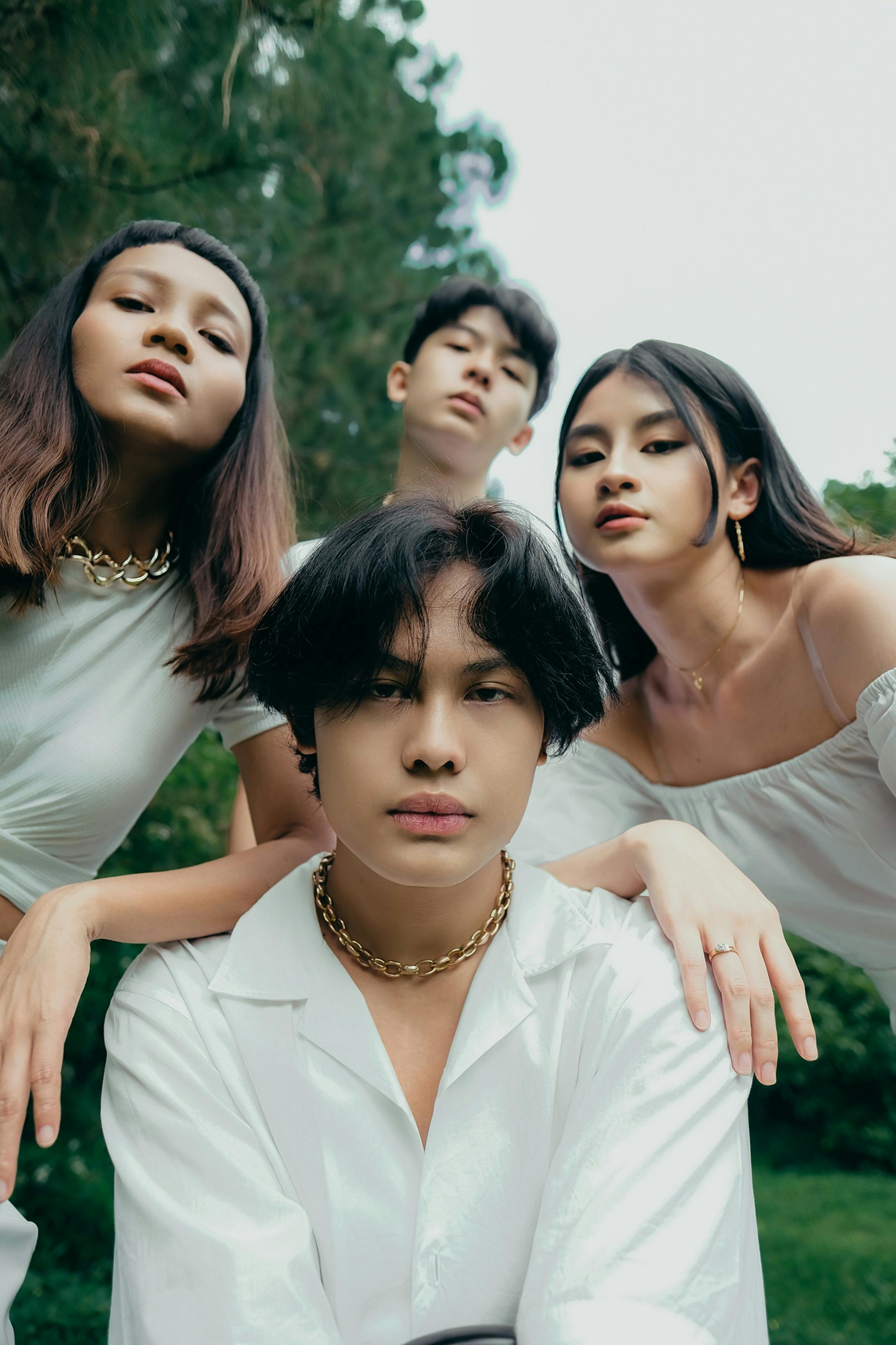 group of young asian people in park