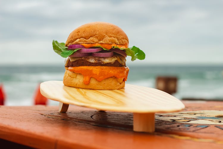 Close Up Shot Of A Burger