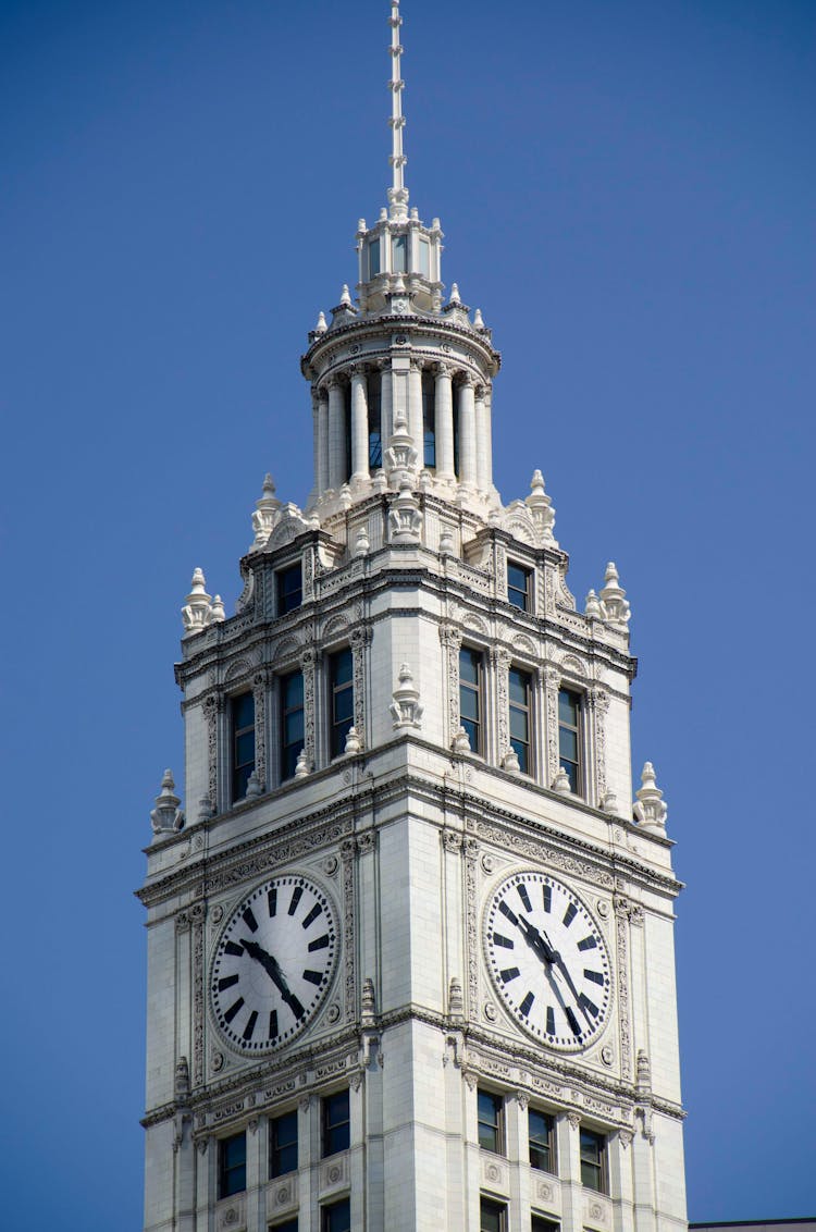 The Wrigley Building Under Blue Sky