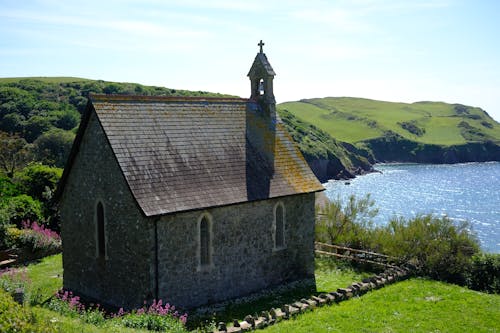 A Cobblestone Chapel Near the Lake
