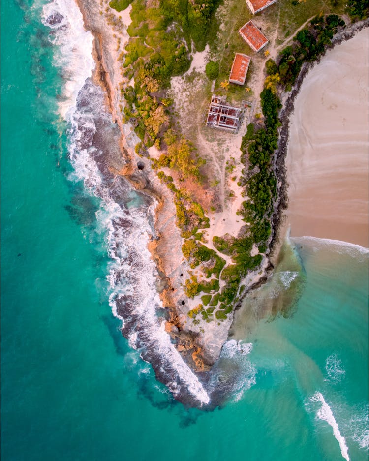 Beach Along Turquoise Sea