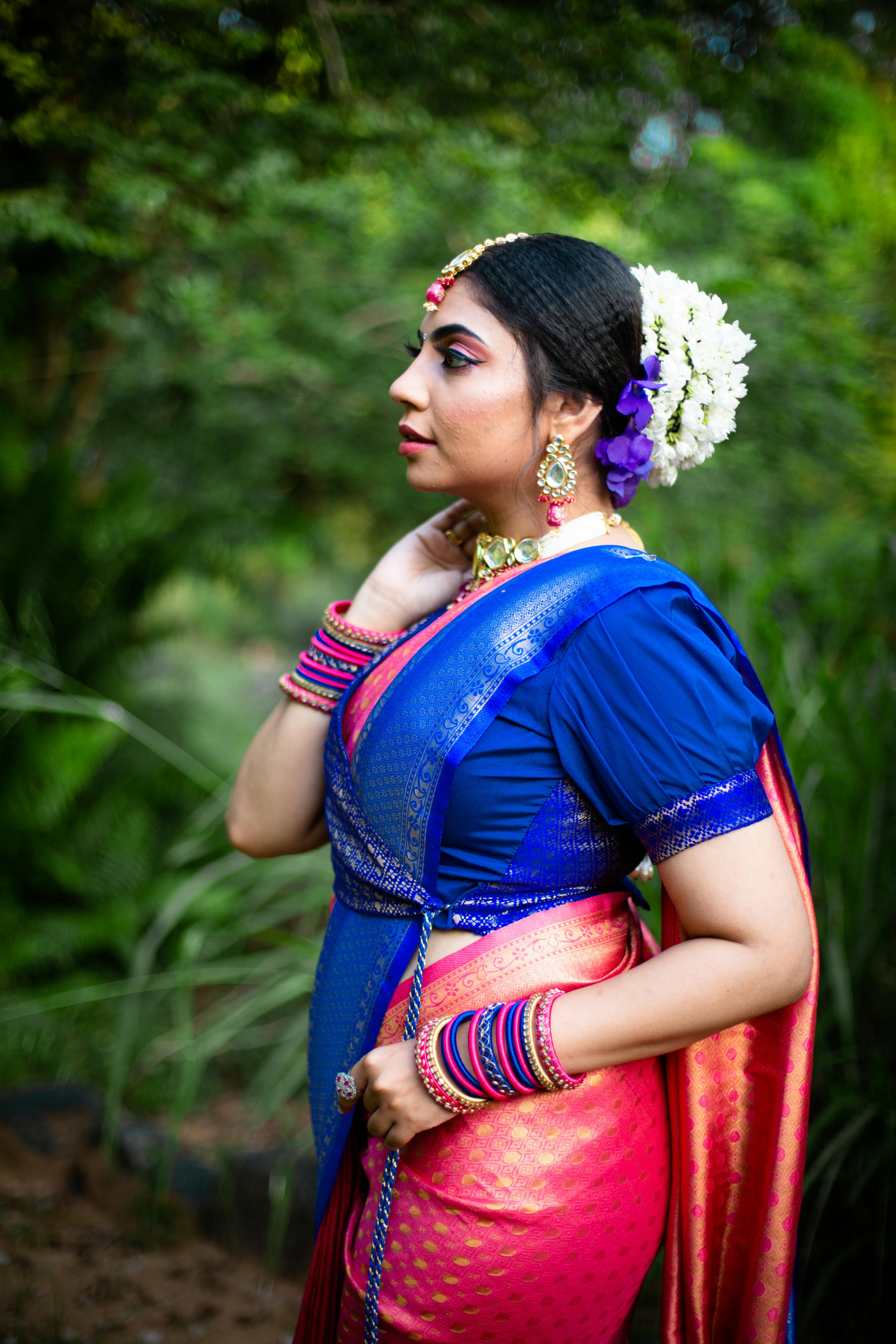A Woman Posing in a Saree · Free Stock Photo