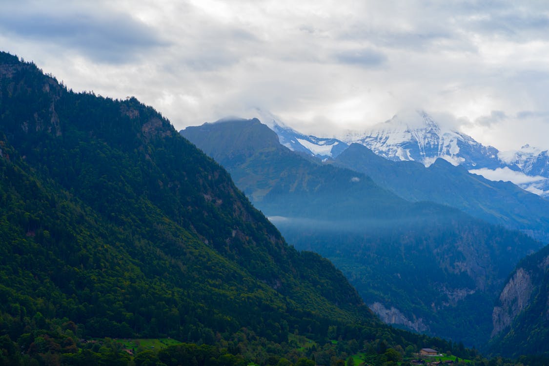 View of Beautiful Mountains Under Cloudy Sky