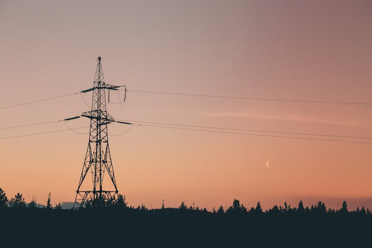 Dusk Over Transmission Tower