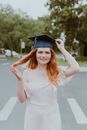 Woman Wearing a Graduation Cap