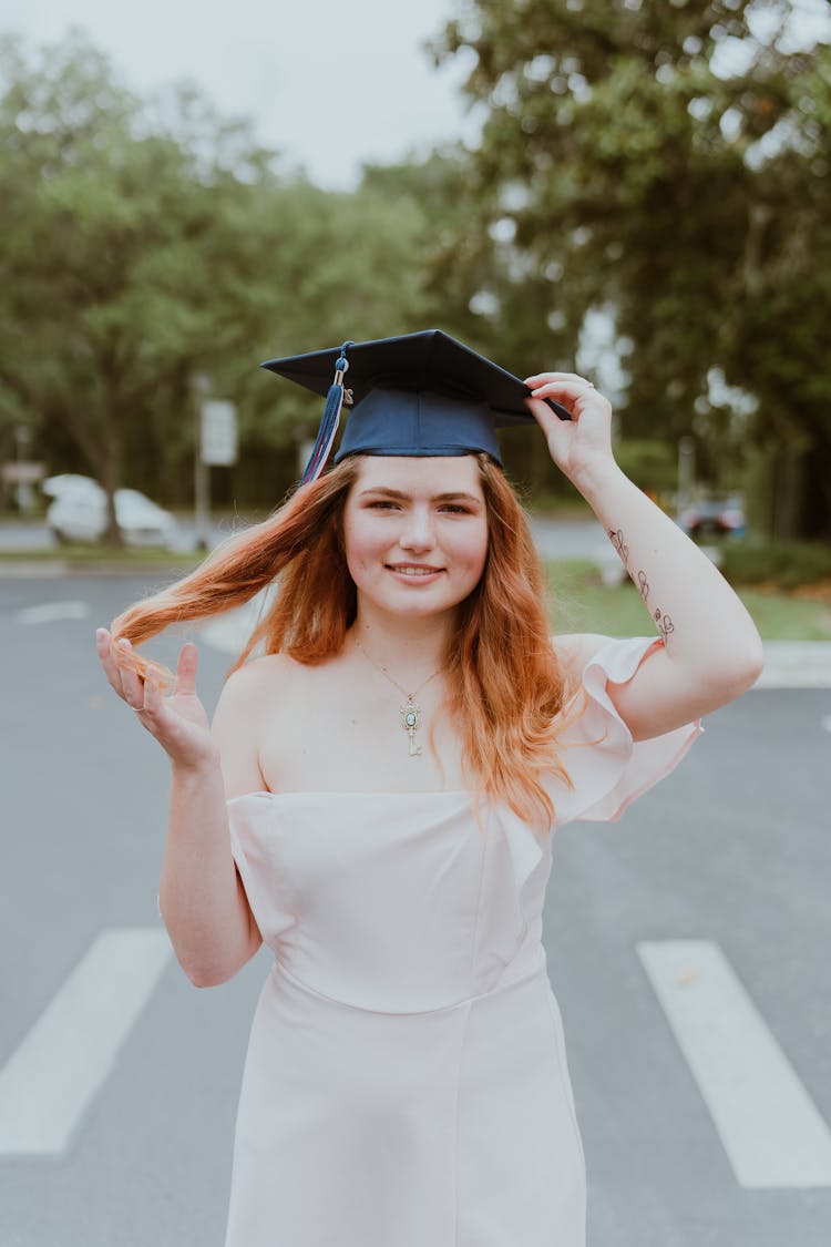 Woman Wearing A Graduation Cap