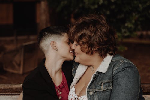 Kostnadsfria Kostnadsfri bild av homosexuellt par, kvinnor, kyssas Stock foto