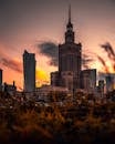 Cityscape of Warsaw at Sunset