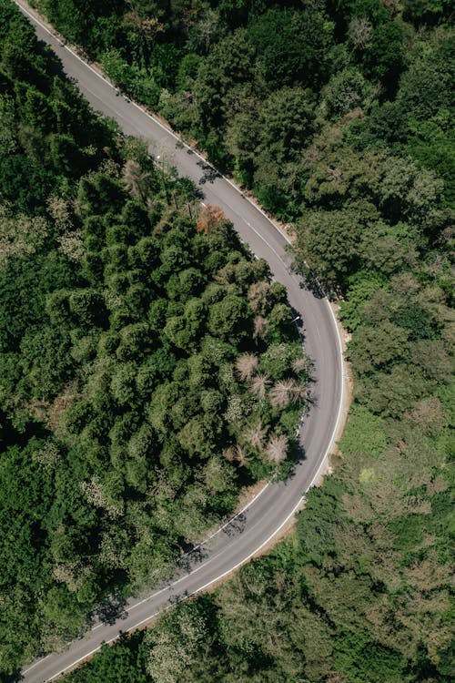 Free Aerial Photograph of an Empty Road Stock Photo