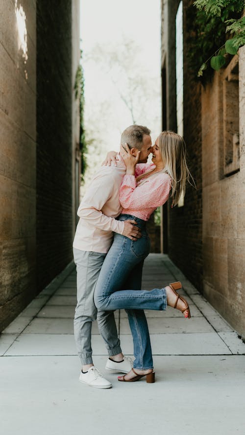 Woman and Man Kissing