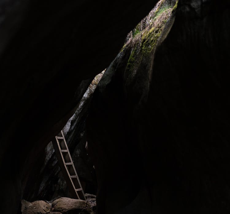 Ladder Inside A Cave