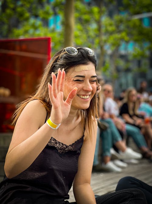 Beautiful Woman Smiling with Eyes Closed