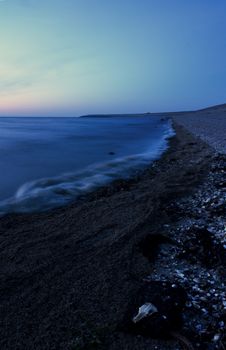 Captivating ocean view at dawn, capturing the serene seashore of Hippolytushoef, Netherlands.