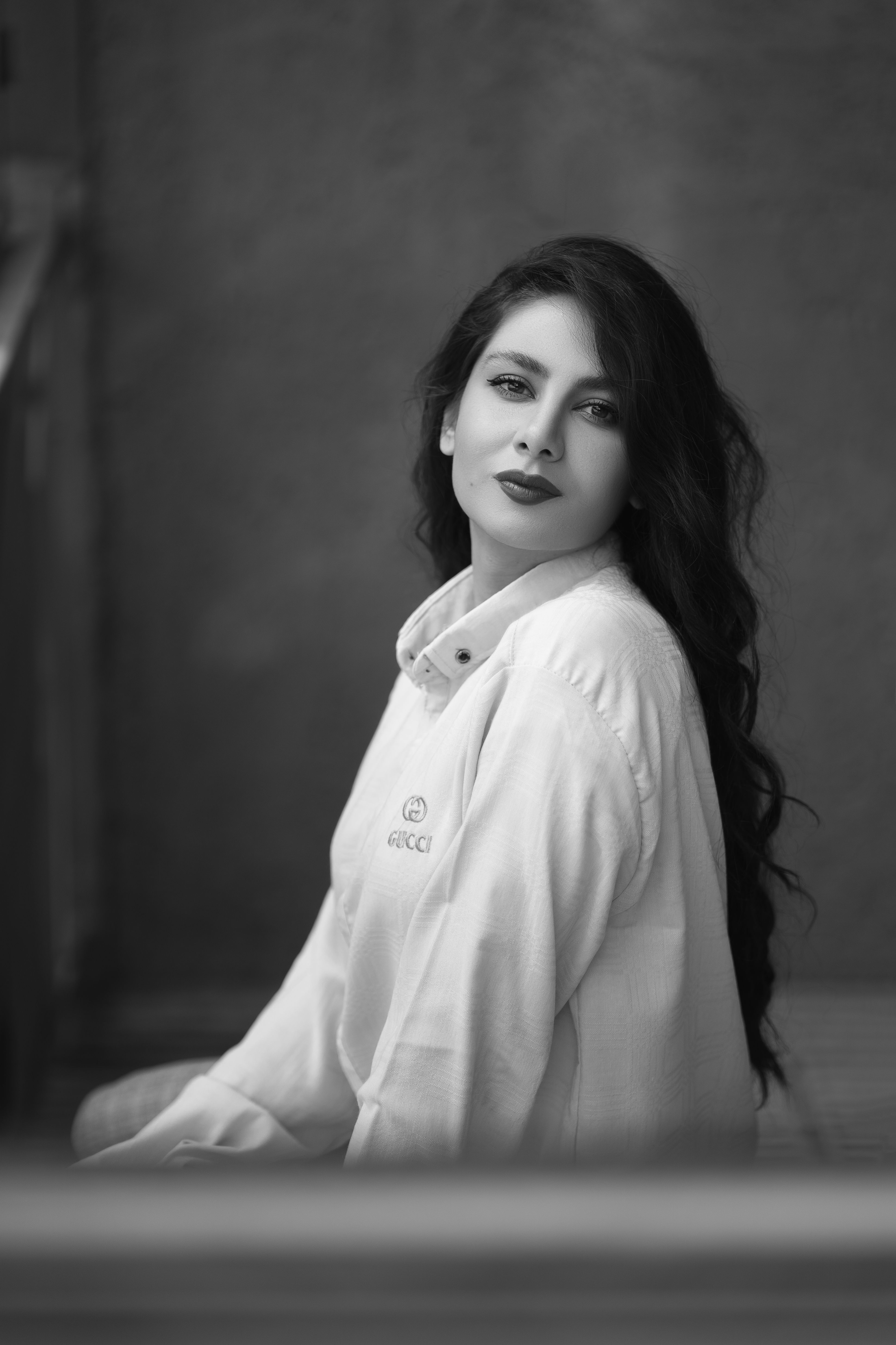 Grayscale Photo of a Beautiful Woman in White Long Sleeves · Free Stock ...