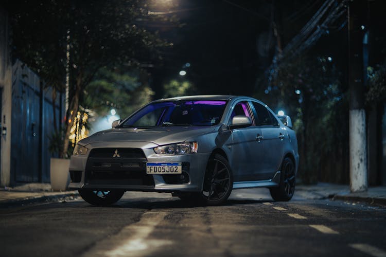 Mitsubishi Lancer At Night