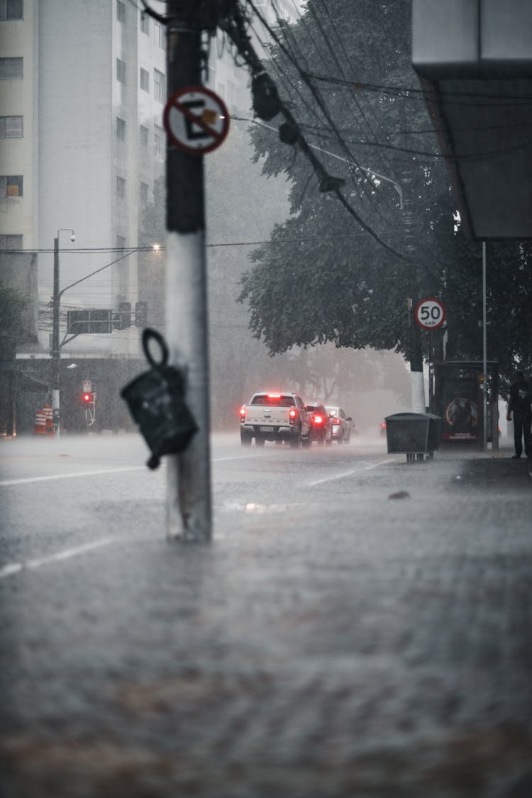 Downpour In City