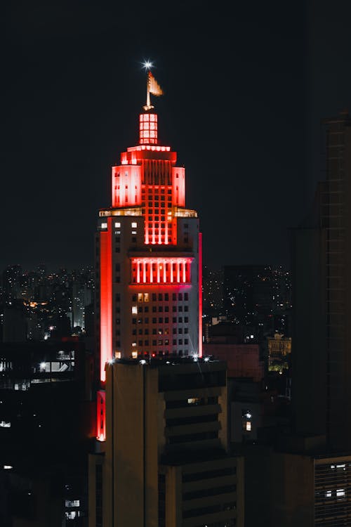 Illuminated Skyscraper in City