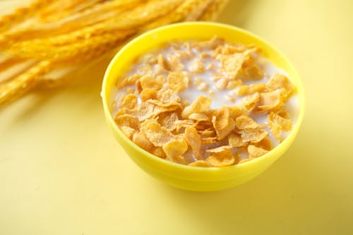 Free Cereals in Yellow Bowl Stock Photo