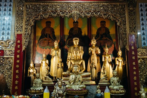Statues of Buddha in a Temple 