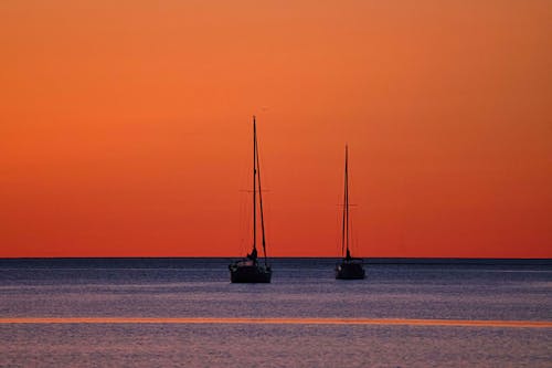 免费 帆船, 日出, 橘色天空 的 免费素材图片 素材图片