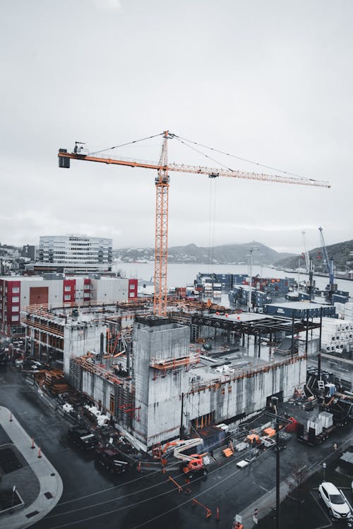 Aerial Photography of Construction Site near Buildings