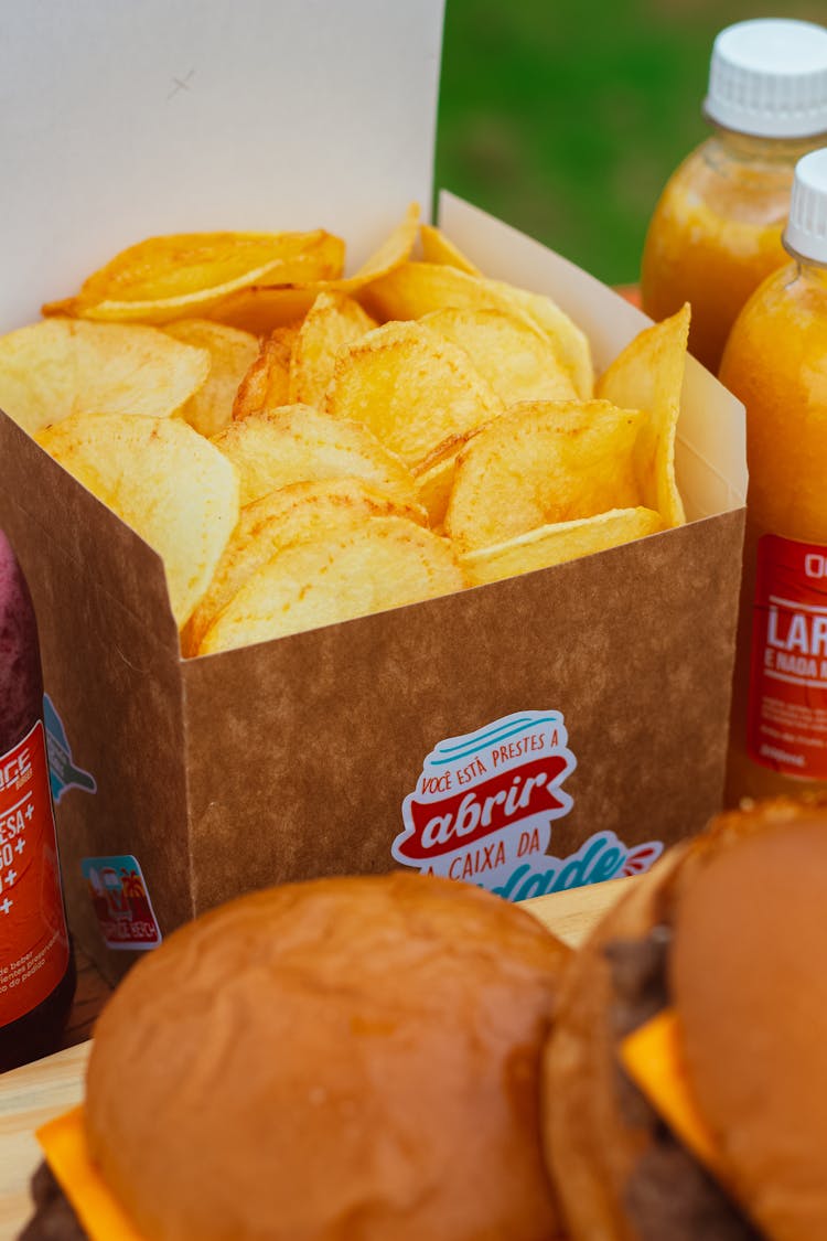 Chips In A Box And Burgers