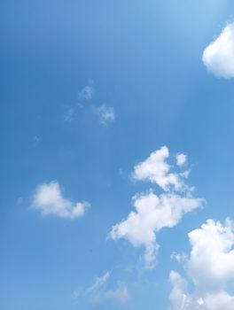 A serene clear blue sky with scattered fluffy white clouds, perfect for backgrounds.