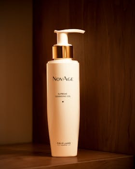 Stylish product photo of NovAge Supreme Cleansing Gel for skincare promotion.