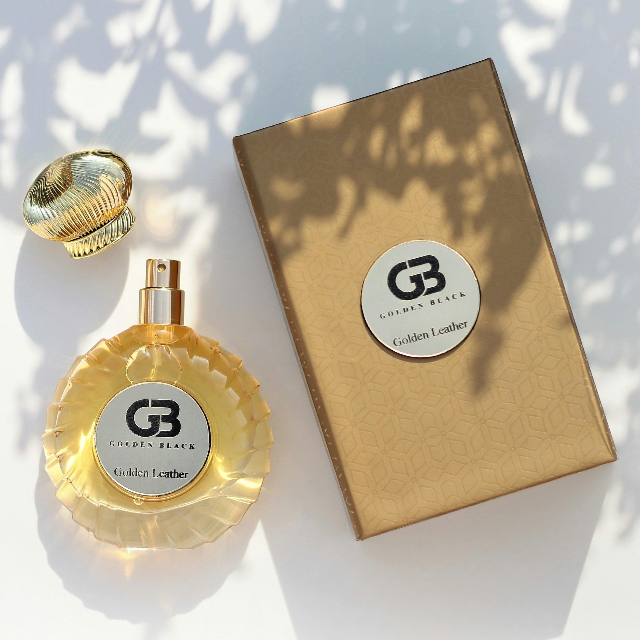 Gold and Black Labeled Perfume Bottle