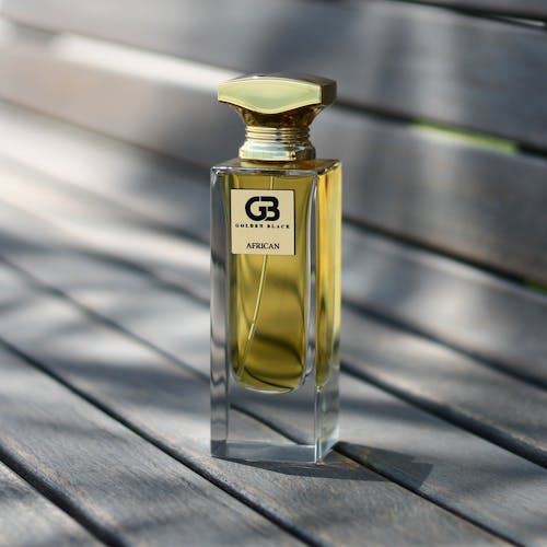 A Perfume Bottle on a Wooden Surface