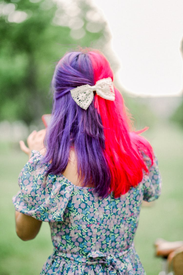 Woman With Pink And Purple Hair 