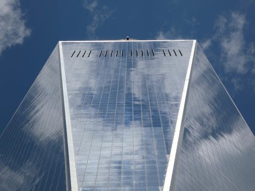 Low Angle Shot of a Glass Building Under the Blue Sky 